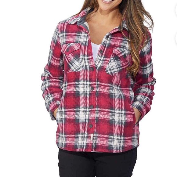 Soho Threads Plush Shirt Jacket Womens Plaid - Picture 1 of 9